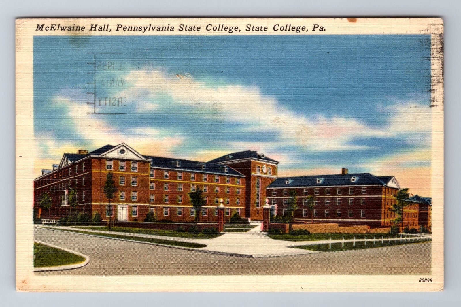 State College PA-Pennsylvania, McElwaine Hall, College, Vintage c1955 Postcard