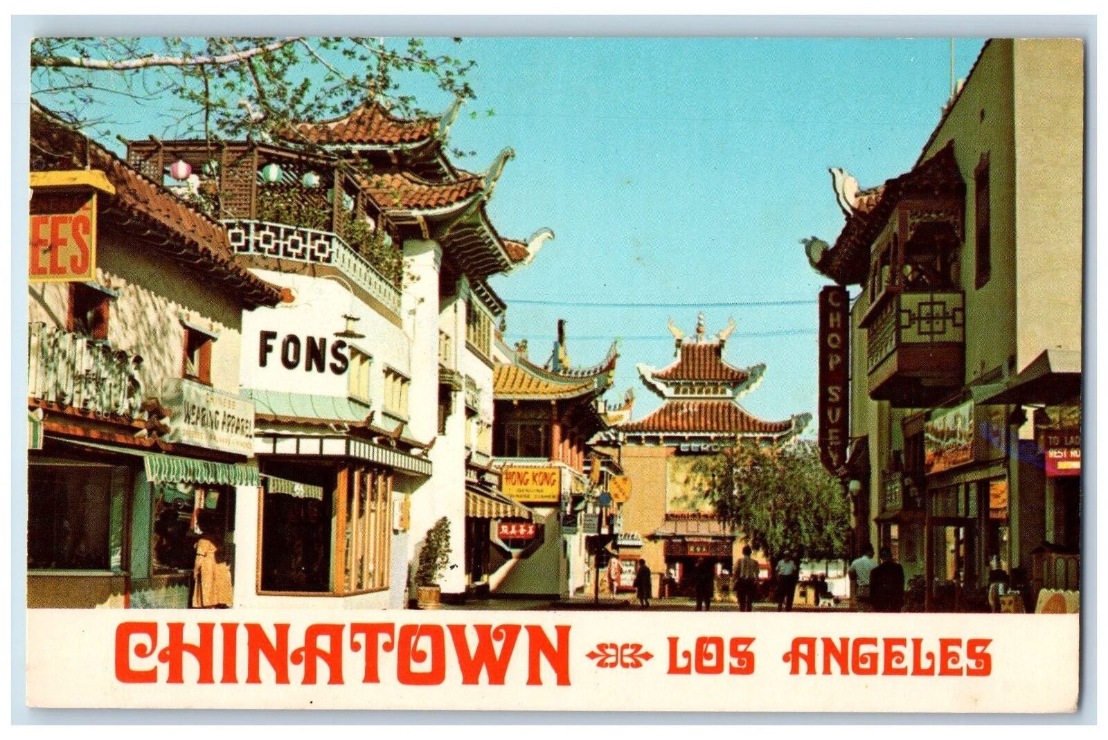 c1950's Chinatown Shops Cafes Golden Palace Restaurant Los Angeles CA Postcard