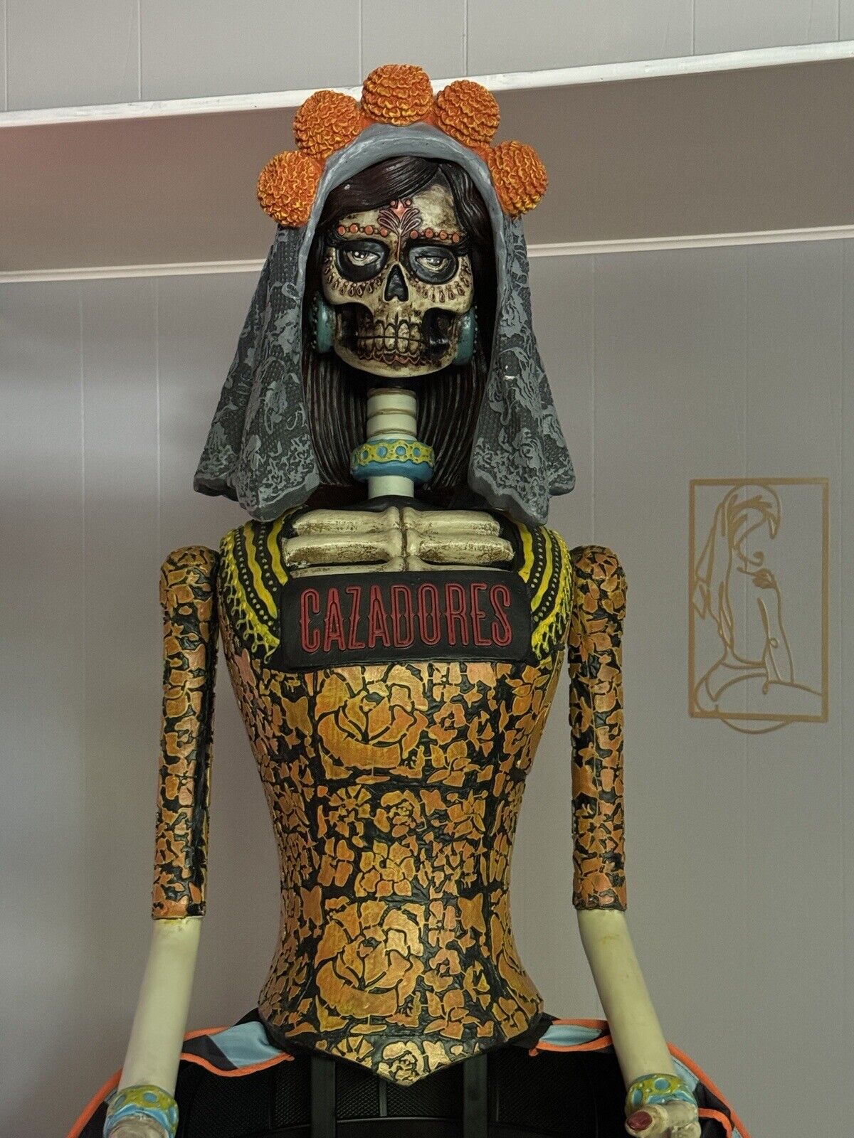 Giant Catrina Cazadores Tequila display 7’ Tall  Day Of The Dead Sugar Skull
