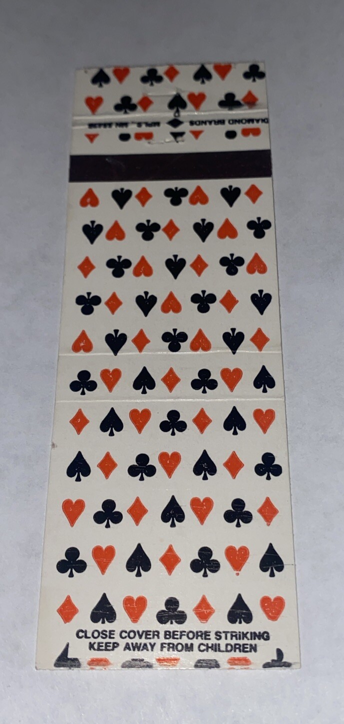 Vintage Matchbook Cover Matchcover White Hearts Spades Clubs Diamonds