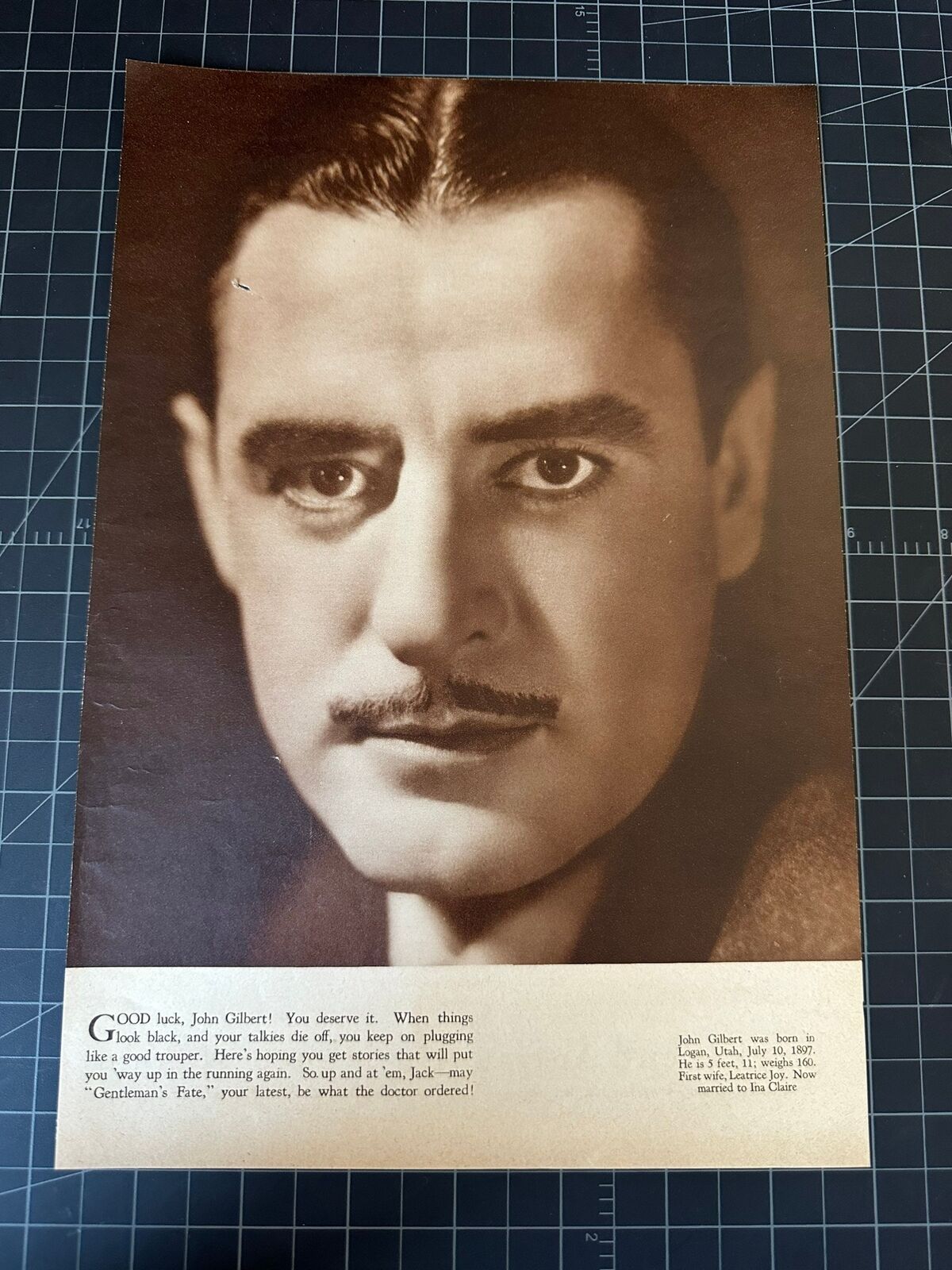 Vintage 1930s John Gilbert Magazine Portrait