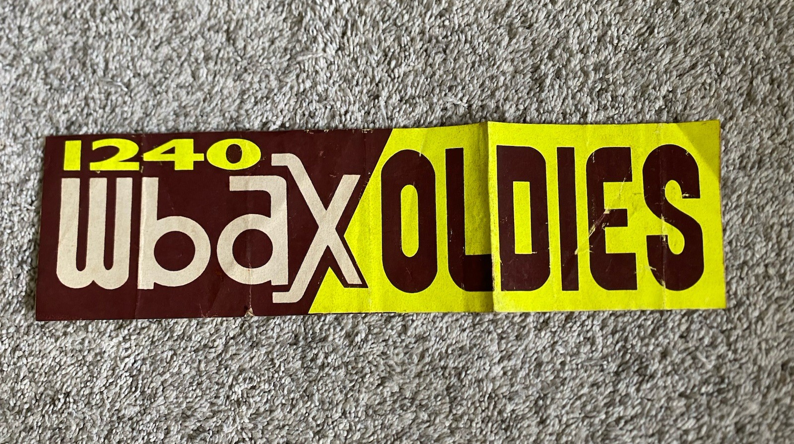 Vtg 1950'S WBAX 1240 AM Radio station Bumper sticker Wilkes Barre PA Oldies Rare