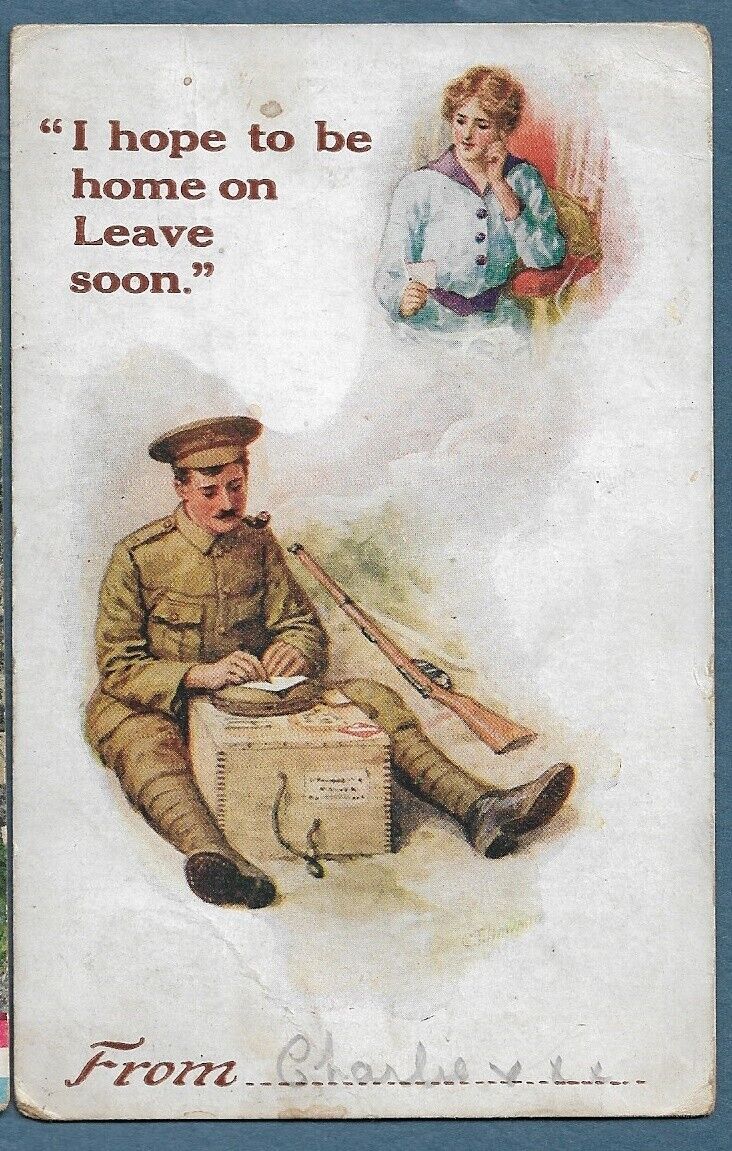 456   WWI UK Postcard Soldier Charlie Bishop To Wife Nell In Kendal Westmoreland