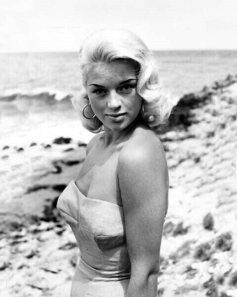 Diana Dors 1950\'s era pin-up in swimsuit on beach 4x6 inch photo
