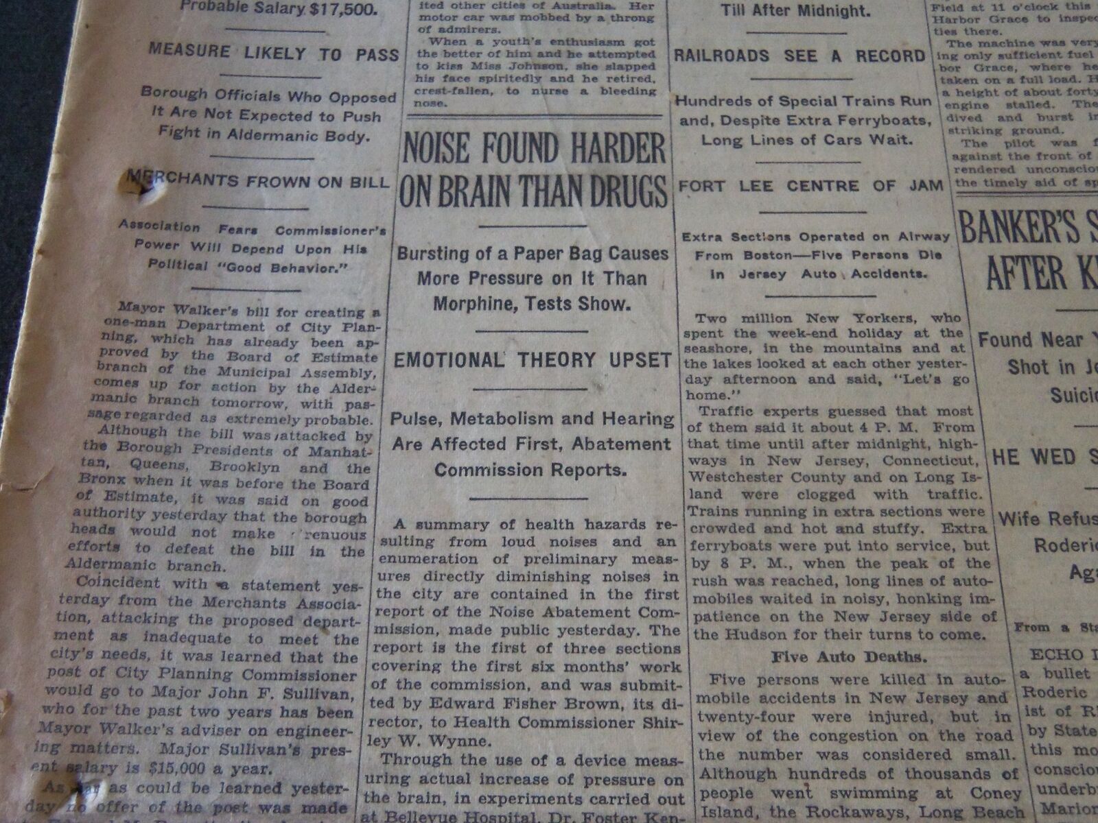 1930 JULY 7 NEW YORK TIMES - NOISE HARDER ON BRAIN THAN DRUGS - NT 6344