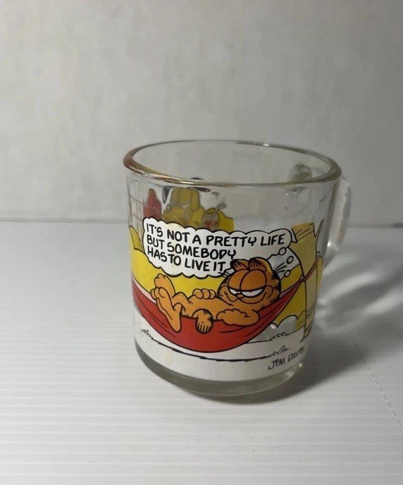 Vintage 1978 Garfield McDonalds Glass Mug Its Not A Pretty Life Odie Jim Davis