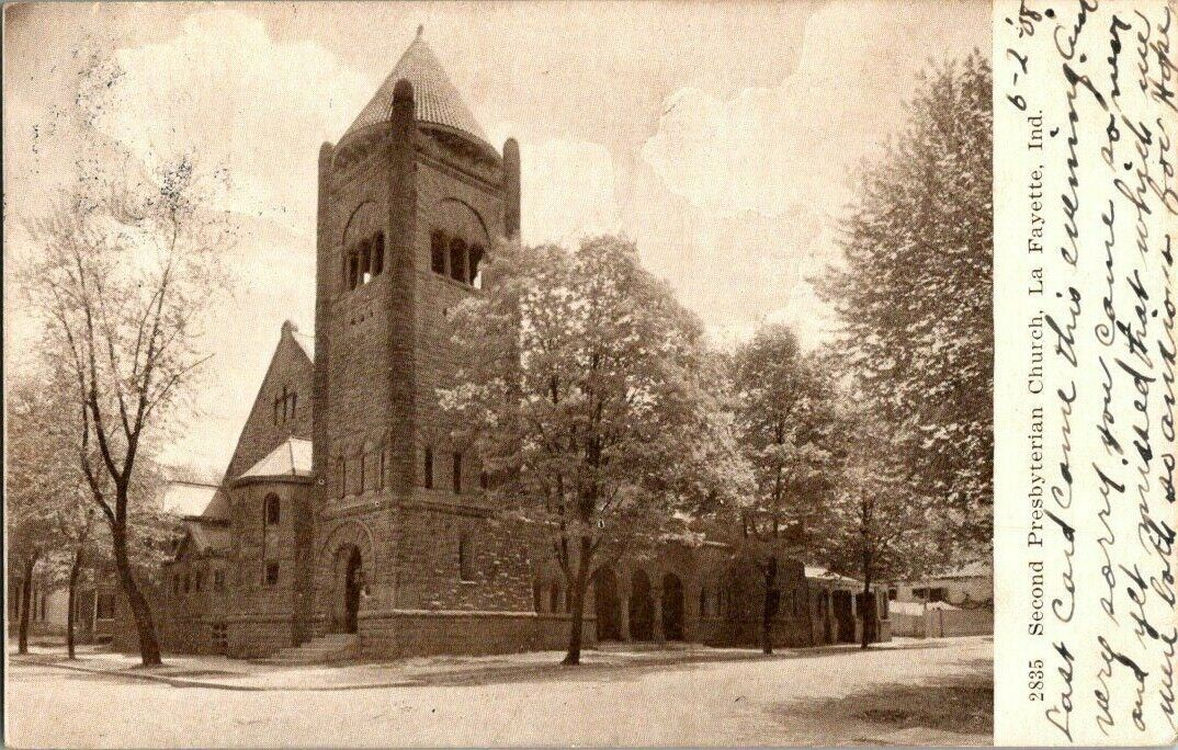 1908. LAFAYETTE, IND. 2ND PRESBYTERIAN CHURCH POSTCARD. DC20