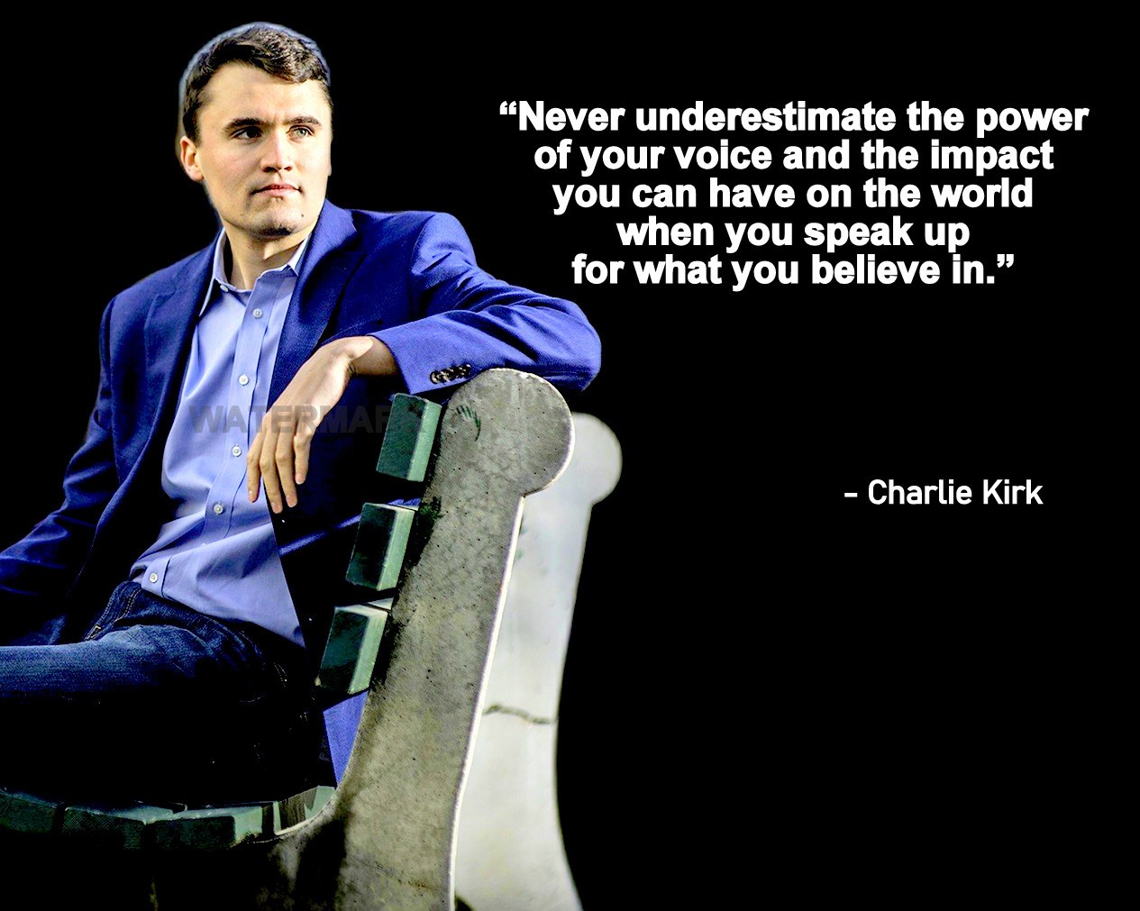 CHARLIE KIRK QUOTE NEVER UNDERESTIMATE THE POWER OF YOUR VOICE PHOTO 8X10 CHARLIE KIRK QUOTE NEVER UNDERESTIMATE THE POWER OF YOUR VOICE PHOTO 8X10