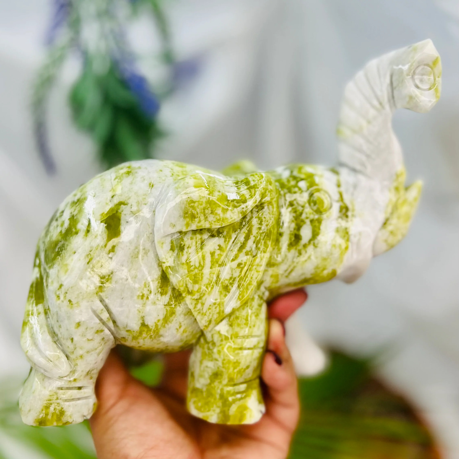 Large Jade Elephant Crystal Carving