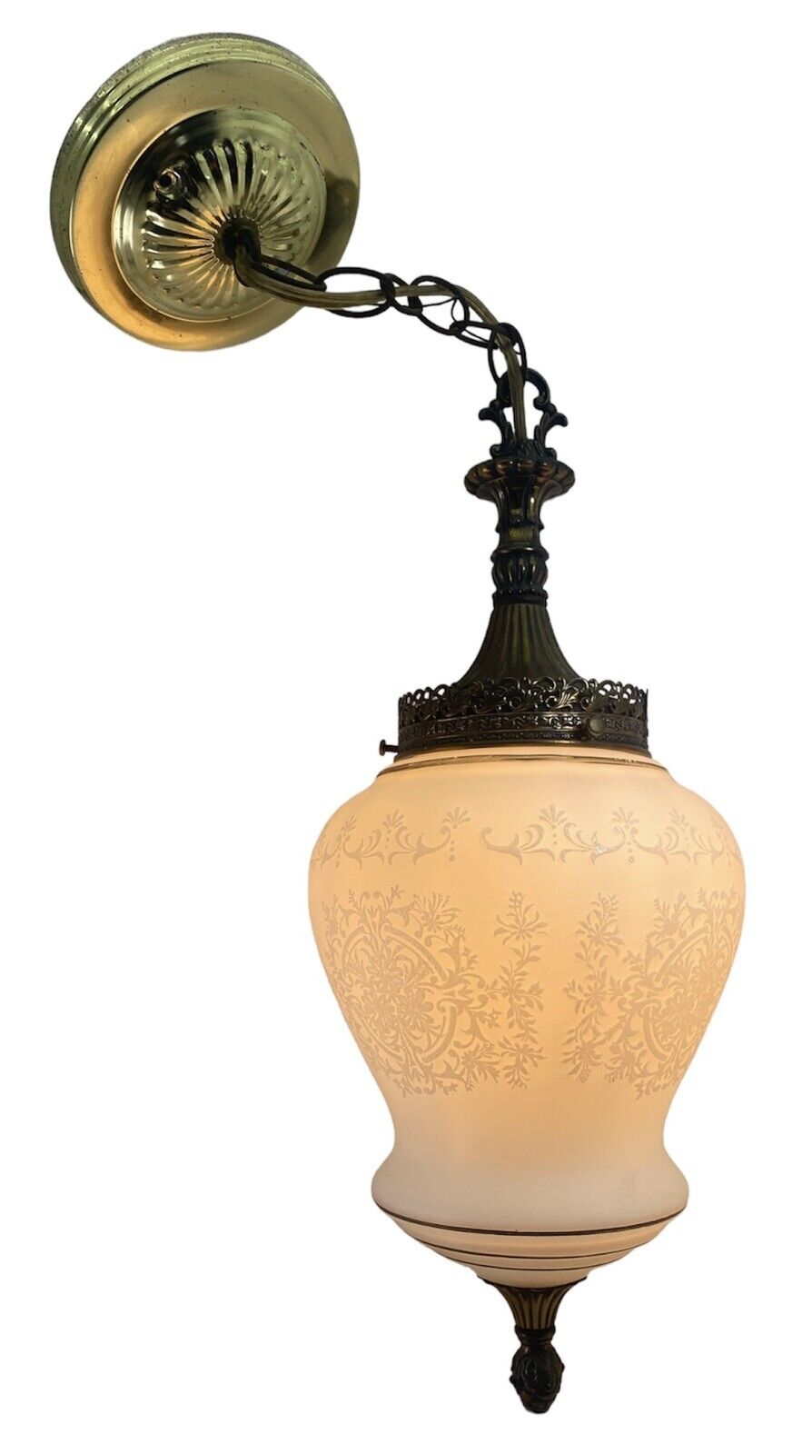 CVV Viannde France Ceiling Drop Pendant Light MCM Milk Glass Vintage Lamp