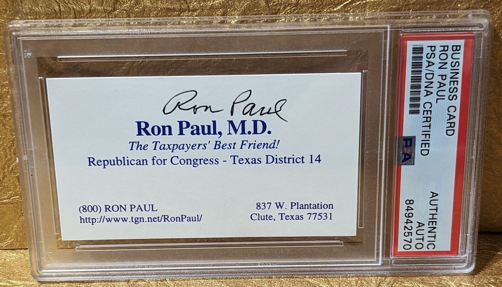 Ron Paul Autograph PSA DNA Signed Business Card