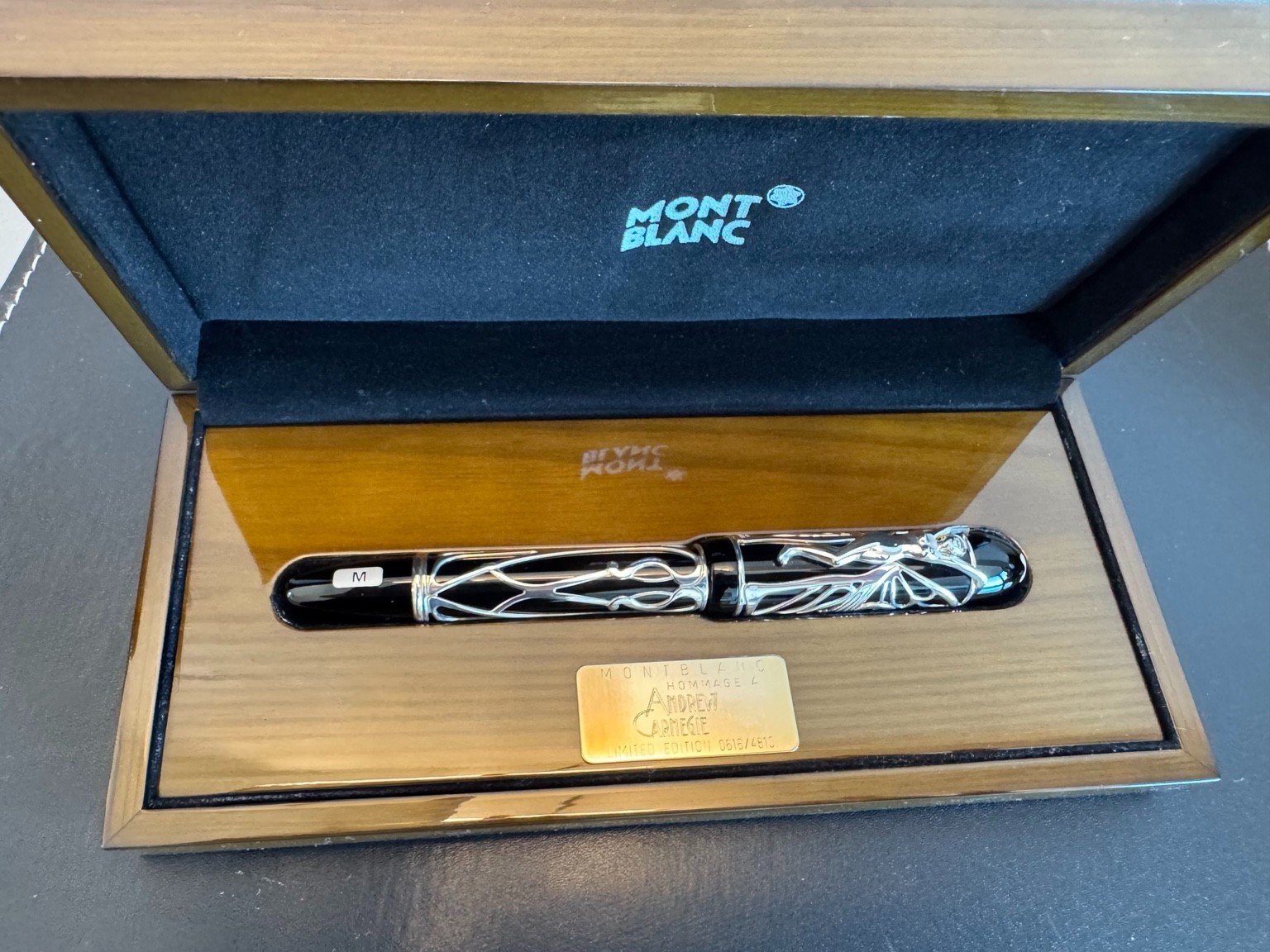 Montblanc Andrew Carnegie 4810 Fountain Pen 18K M Nib Box Papers 2002