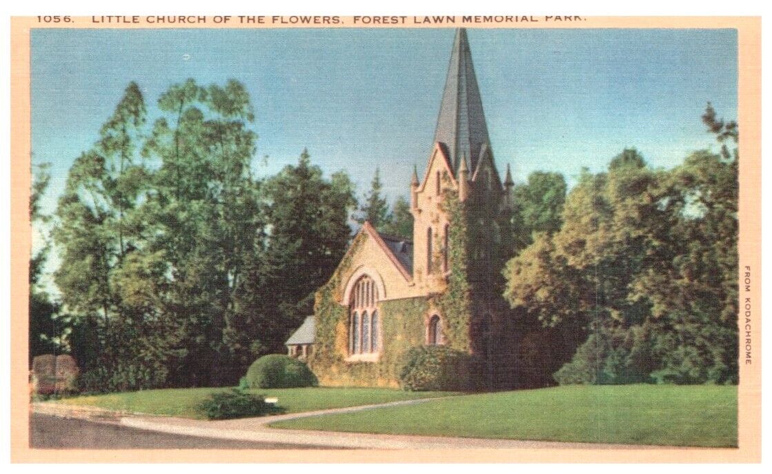LITTLE CHURCH OF FLOWERS,GLENDALE,CA.VTG POSTCARD*D14