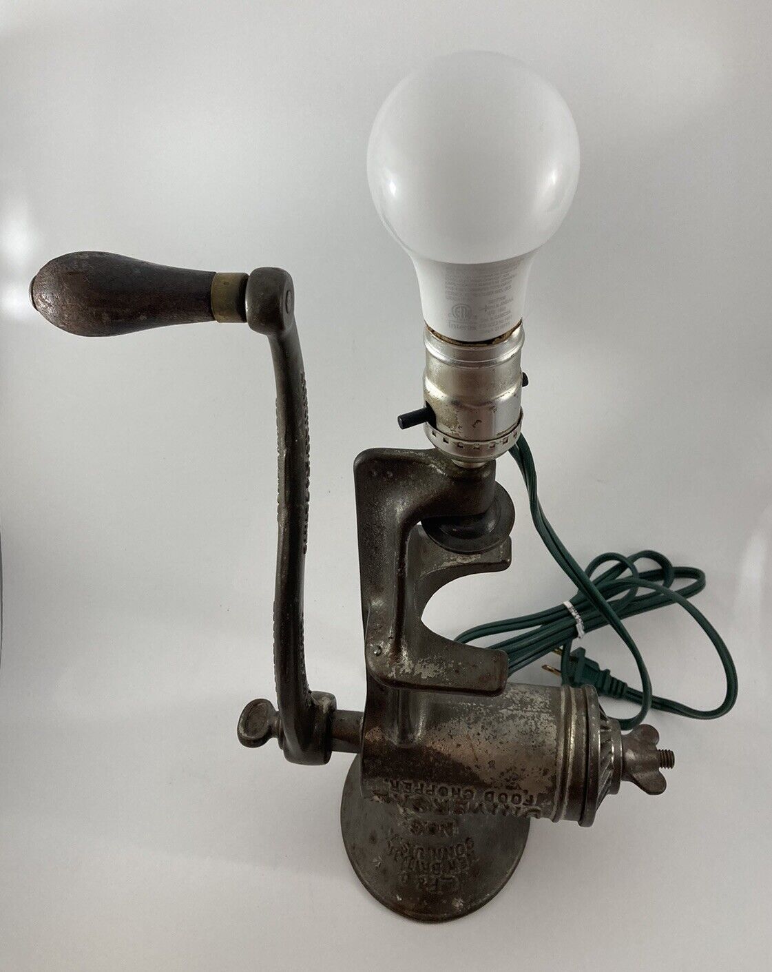 1890’s Antique Meat Grinder Table Lamp Vintage Industrial Decor Steampunk Works