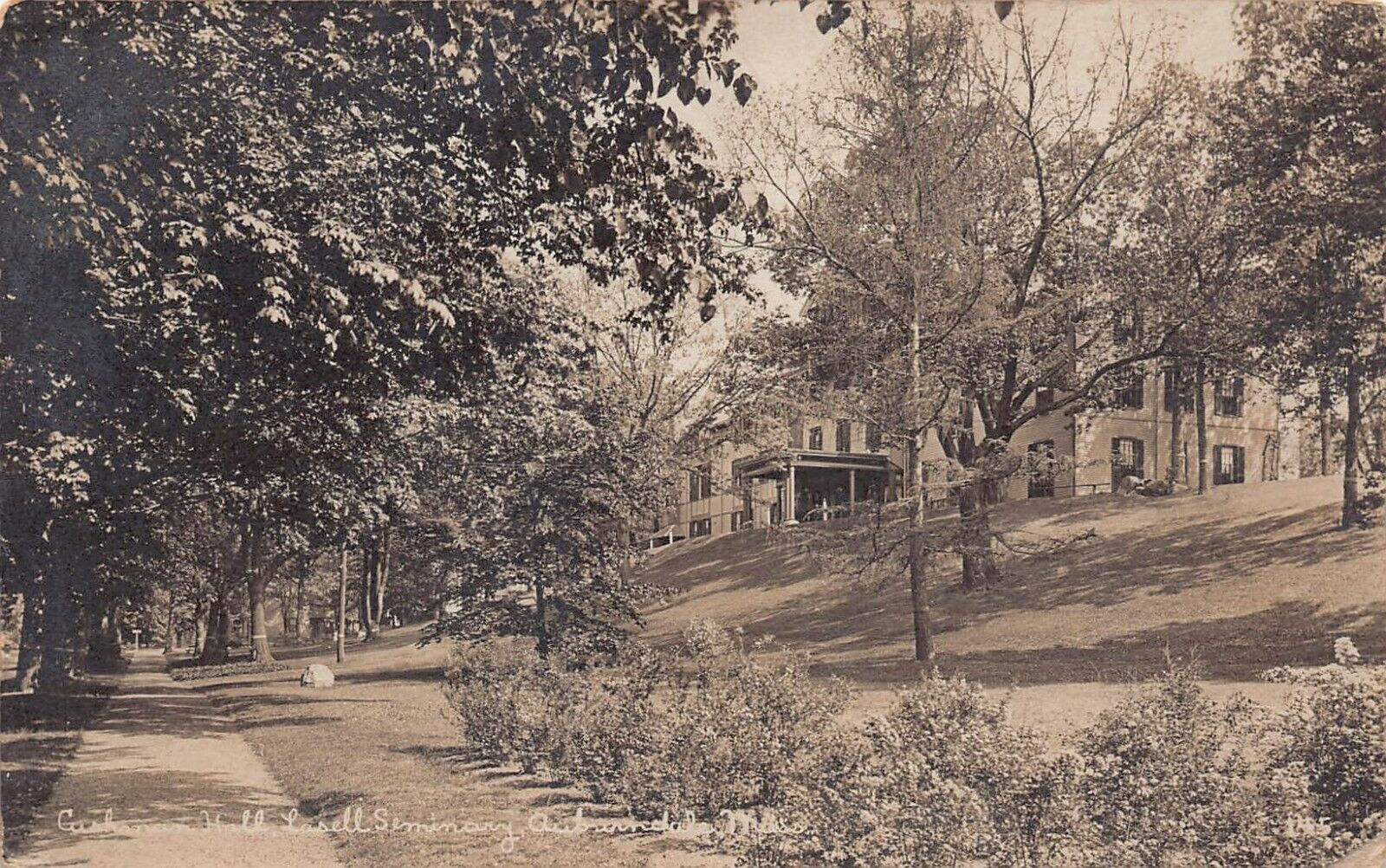 RPPC Auburndale Newton MA Photo Postcard Lasell Seminary University c1917 K10