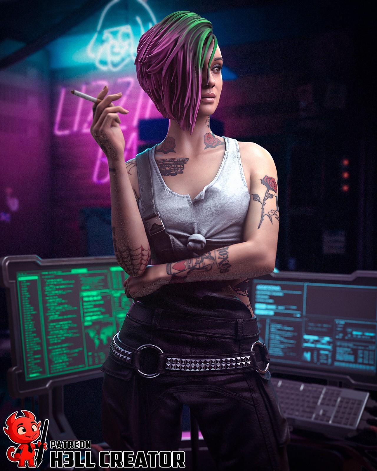 Judy Alvarez V2 Figurine Cyberpunk 2077 Hand Painted Model / DIY Kit 18pcs