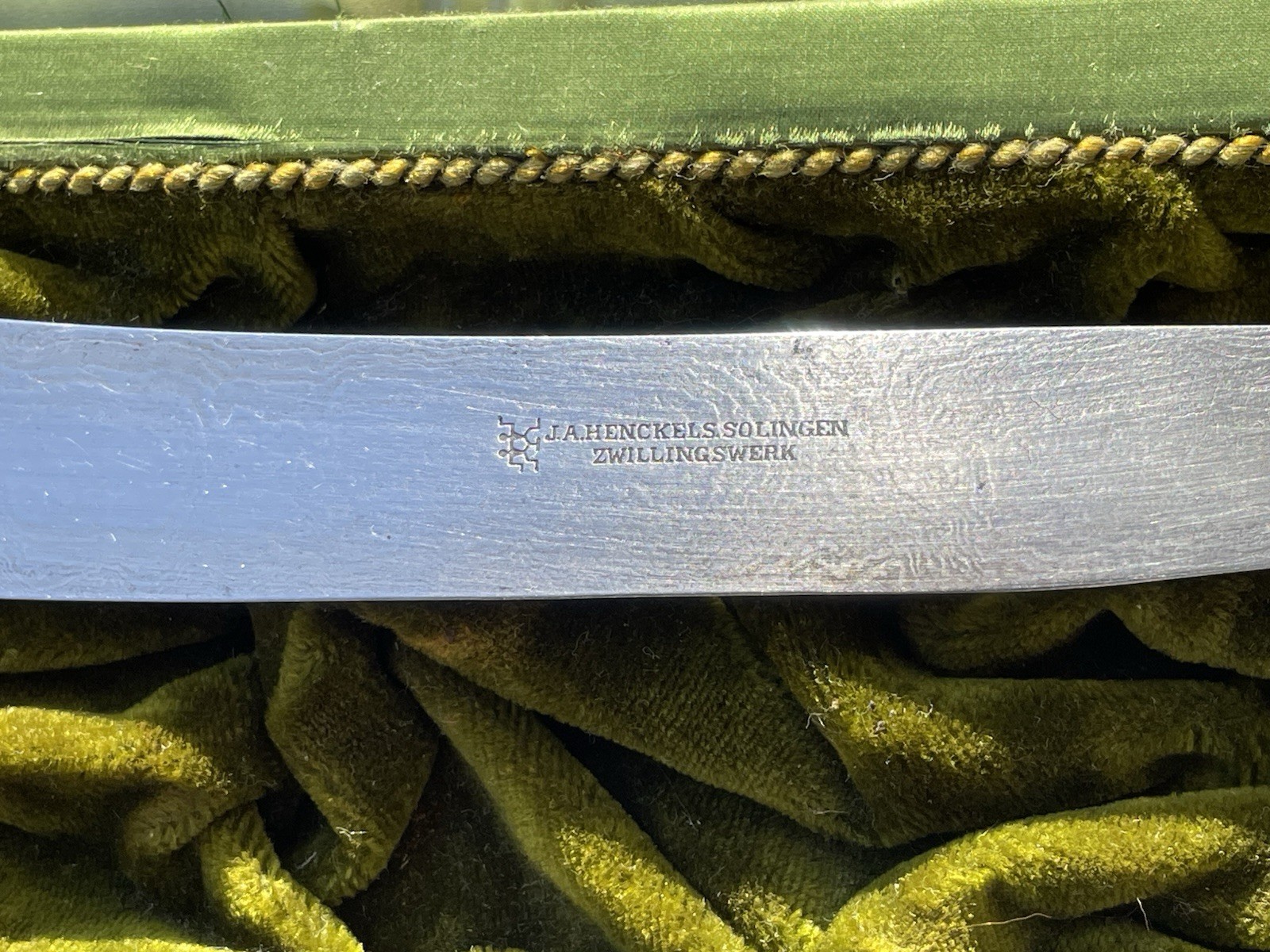 VTG J.A. Henckels Zwillingswerk DAMASCUS Carving Knife Set Solingen Germany VTG J.A. Henckels Zwillingswerk DAMASCUS Carving Knife Set Solingen Germany