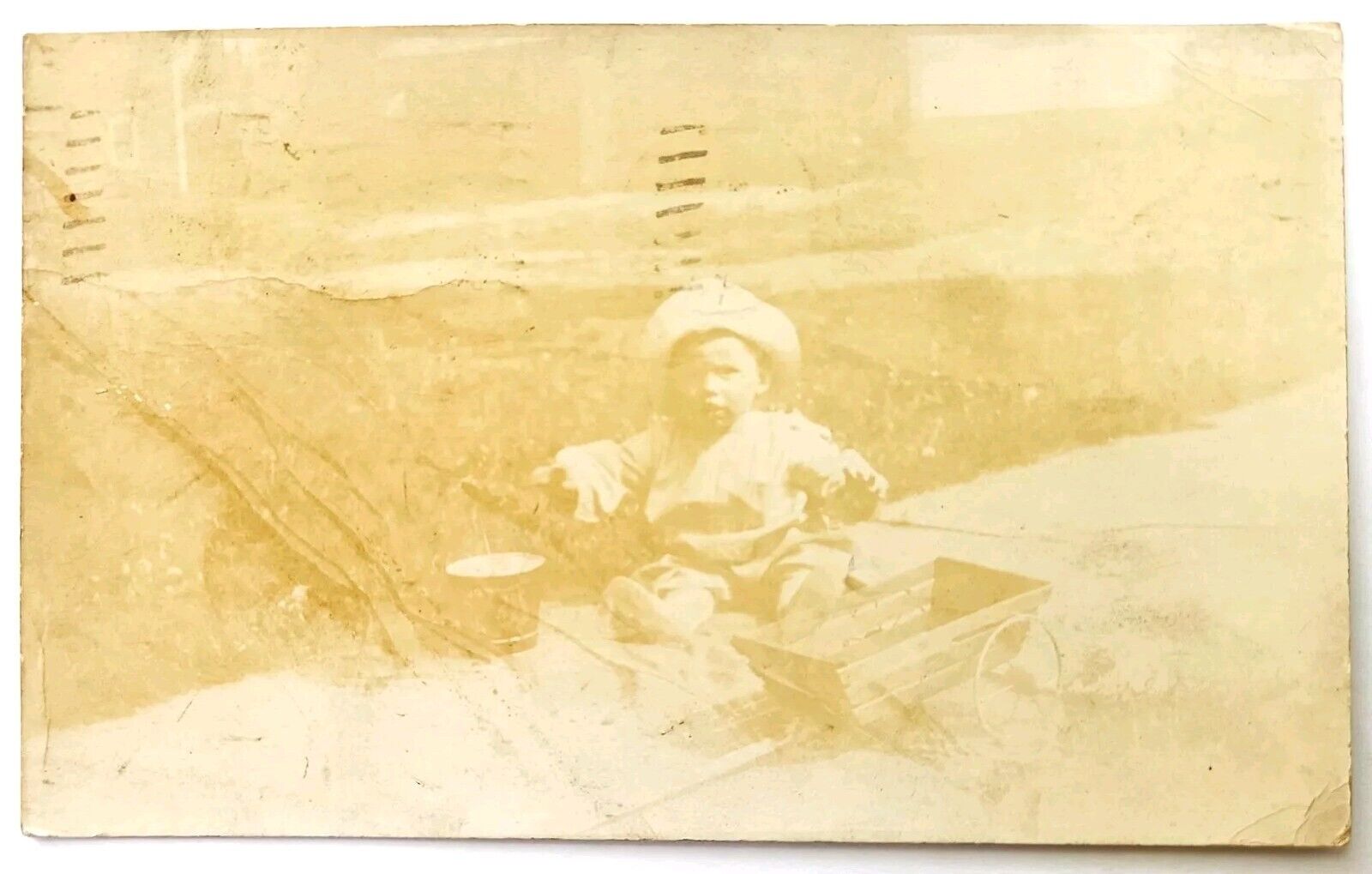RPPC Akron OH Baby with Toys Real Photo Vintage RPPC Postcard POSTED DB