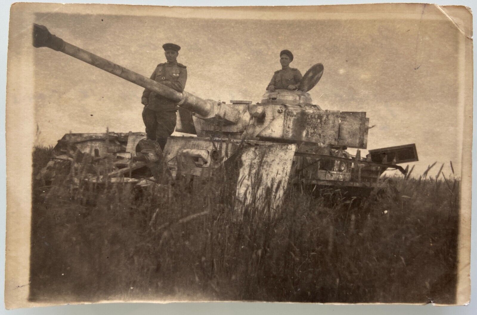RARE WWII Captured German Tank Pz.Kpfw.IV Sieradz Poland Red Army Vintage Photo