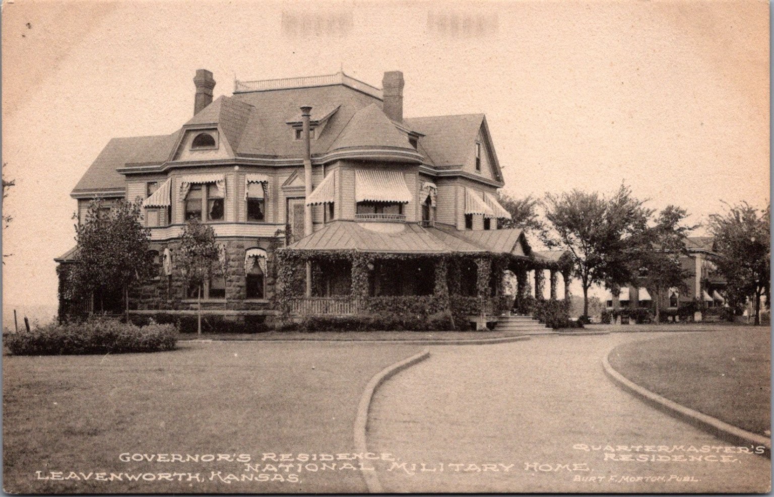 Leavenworth Kansas National Military Home Governor\'s Residence Postcard c1910s Leavenworth Kansas National Military Home Governor\'s Residence Postcard c1910s