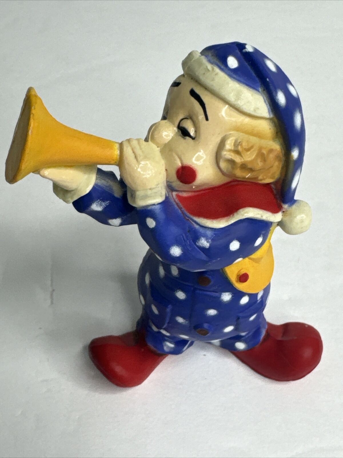 Creepy Circus Clown  Figurine Blowing A Horn 3 Inch