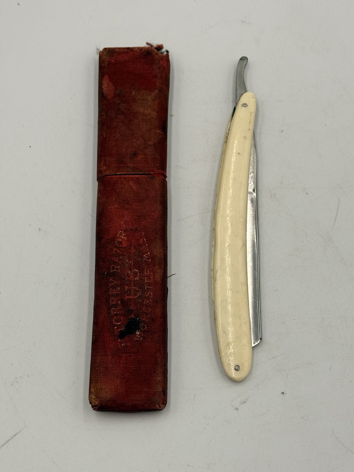 Antique J.R. Torrey Straight Blade Razor Worchester Mass w/ Orig Box 