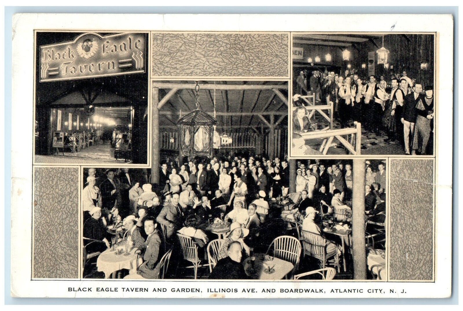 c1940\'s Black Eagle Tavern  And Garden IL Atlantic City New Jersey NJ Postcard