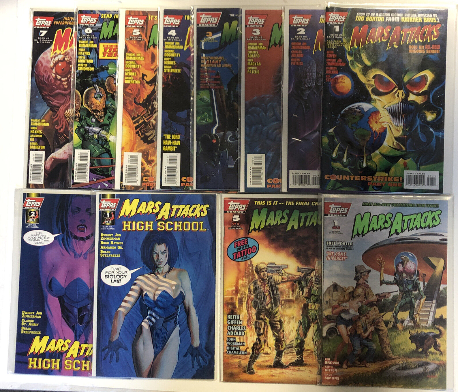 Mars Attacks A Lot Of 12 Books (1994/95/97) (VF/NM) Topps Comics