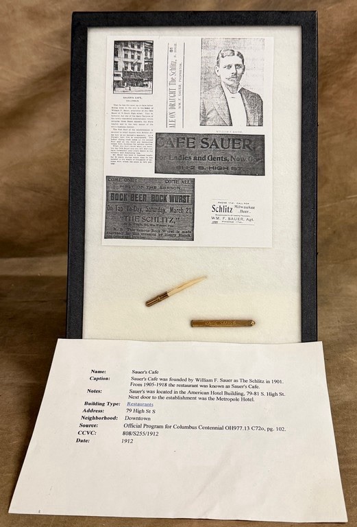 Rare Early 1900’s Sauer’s Cafe Tooth Pick Advertising 1912