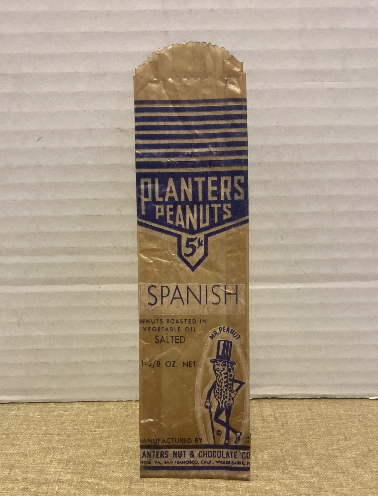 Vintage 1940's Planters Peanut Mr Peanut Cellophane Spanish Peanuts 5 Cent Bag Vintage 1940's Planters Peanut Mr Peanut Cellophane Spanish Peanuts 5 Cent Bag
