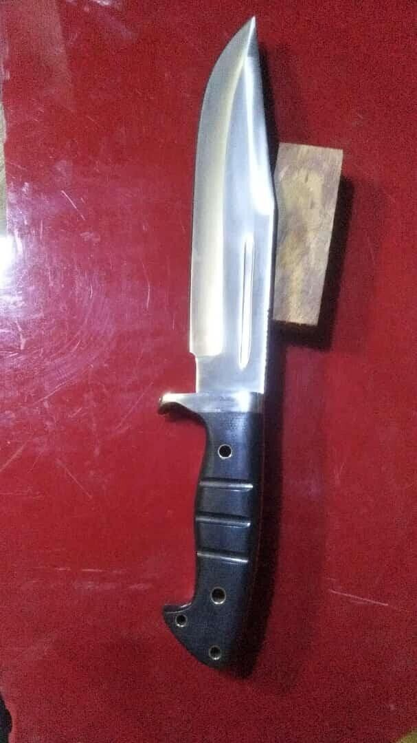 CUSTOM HANDMADE CARBON STEEL HUNTING BOWIE KNIFE SURVIVAL KNIFE W/LEATHER SHEATH