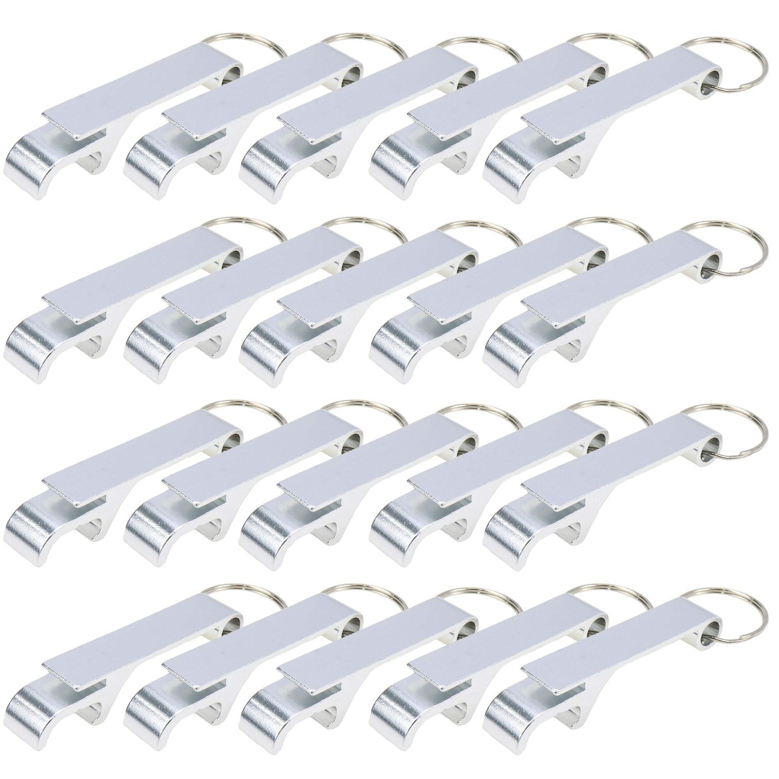 20 Pack Aluminum Bottle Opener Keychain Silver for Beer Soda Can