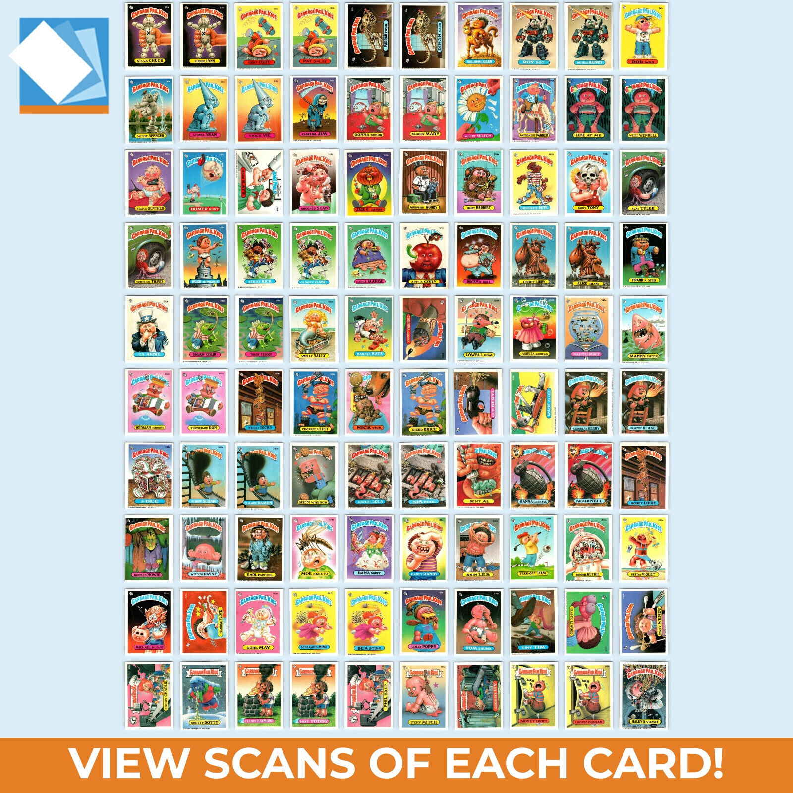 Vintage Garbage Pail Kids Lot 100 Cards Mid-NM Grade 1980s Topps GPK Cards