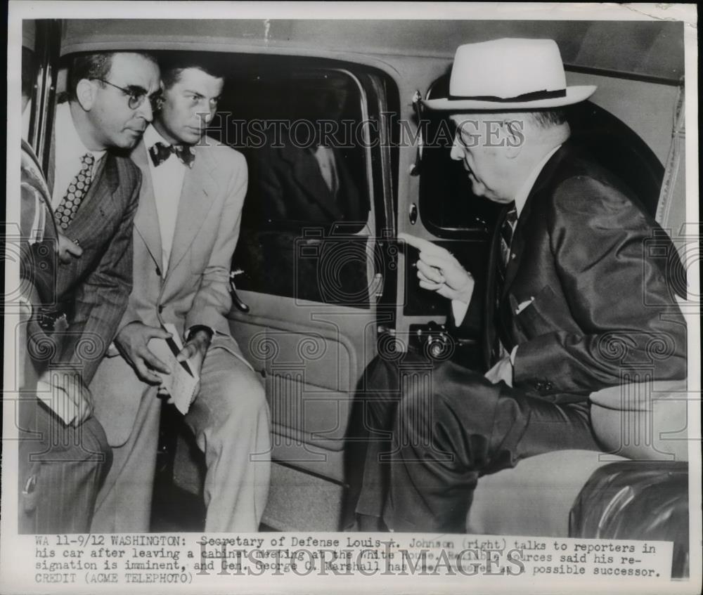 1950 Press Photo Secretary of Defense Louis A. Johnson Talks to Reporters 1950 Press Photo Secretary of Defense Louis A. Johnson Talks to Reporters