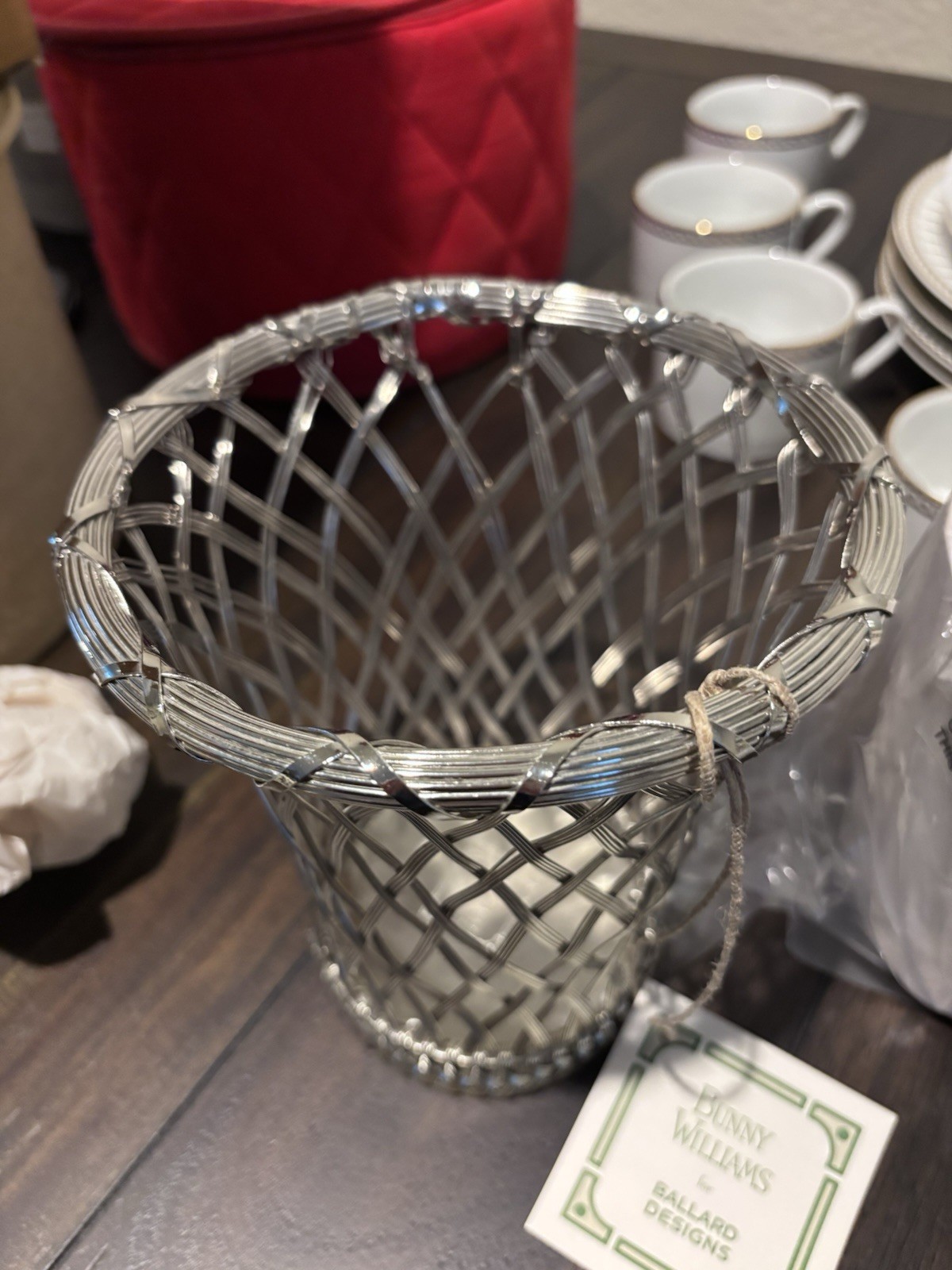 Bunny Williams For Ballard Designs Silver Wire Cachepot