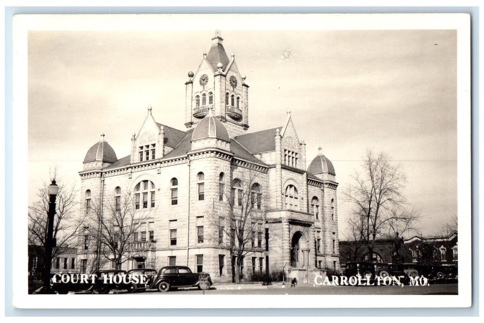 c1940's Court House Building Car Carrollton Missouri MO RPPC Photo Postcard
