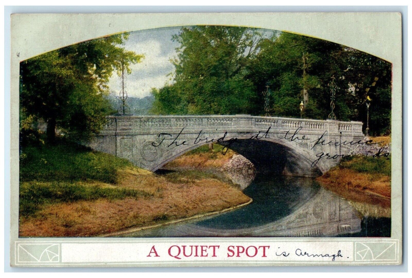 1911 A Quiet Spot Bridge Scene Armagh Pennsylvania PA Posted Antique Postcard