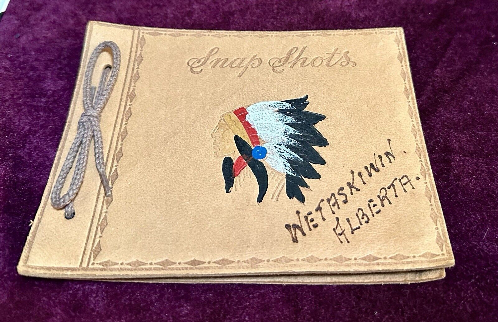 Leather Covered  Indian Snap Shots Photo Album