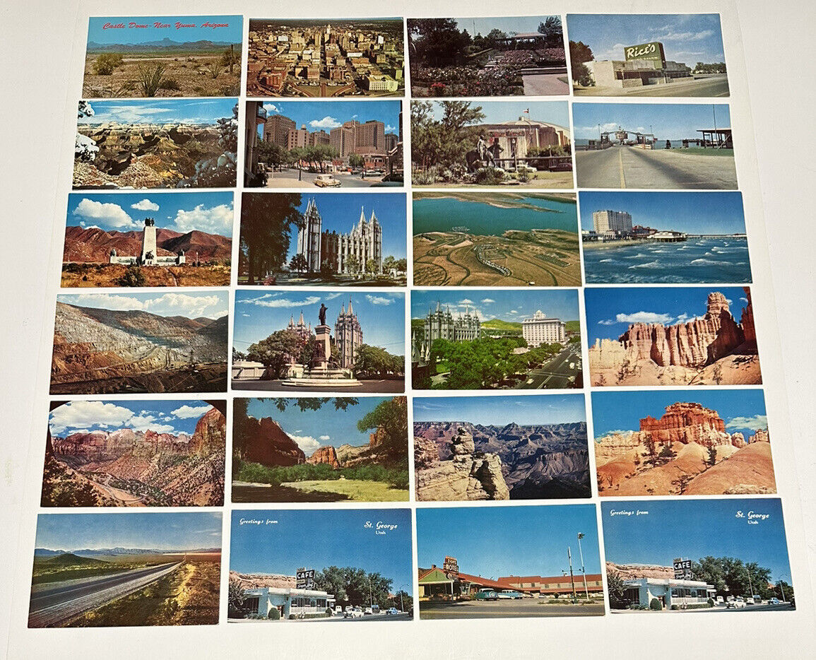 Postcard Lot of 48 Multi UT TX AZ GA VINTAGE TRAVEL Post Card 1950s-1970s #HEX