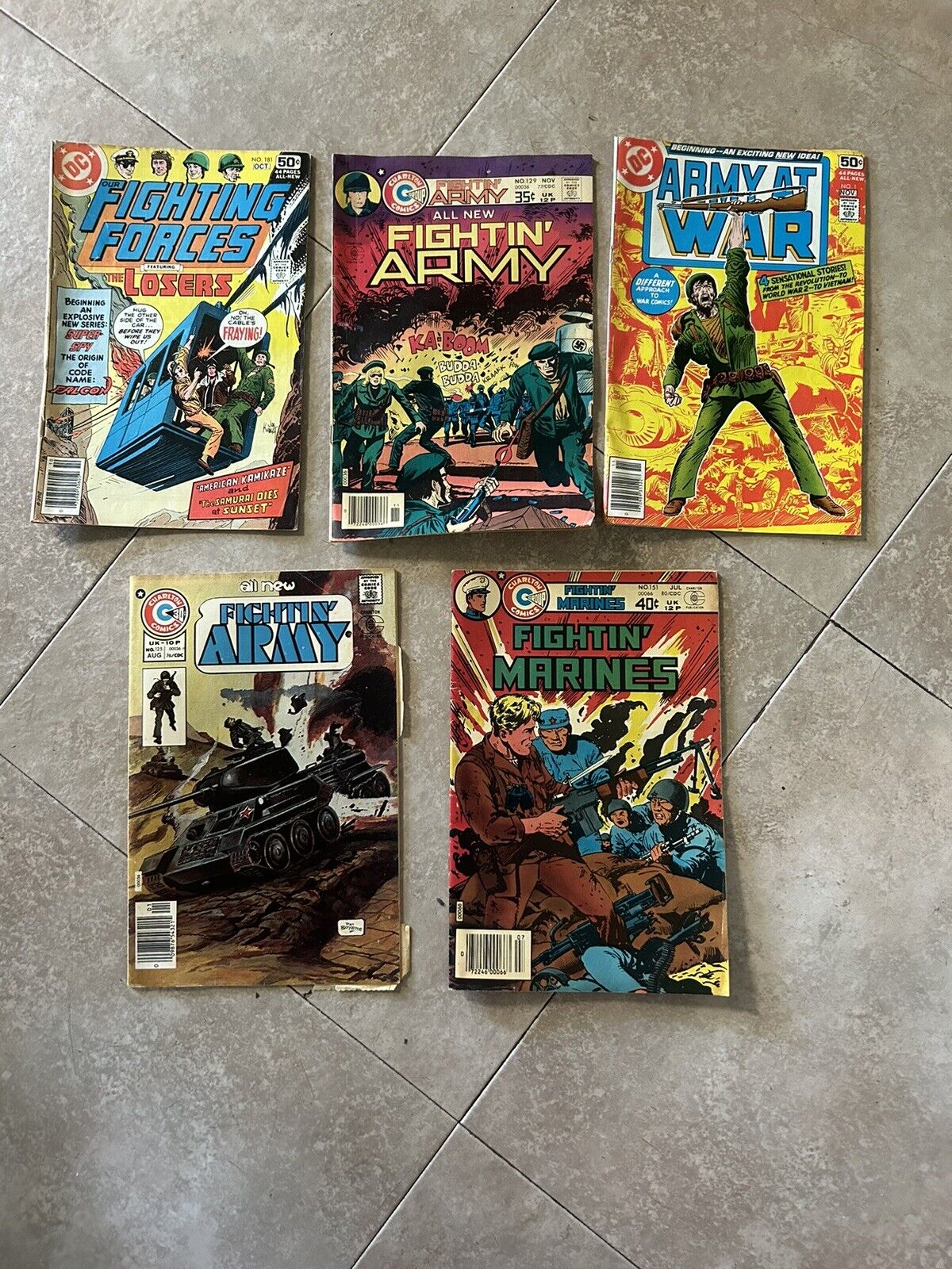 Fignting Forces/Army Lot- 5 Books (DC Comics May-June 1977)