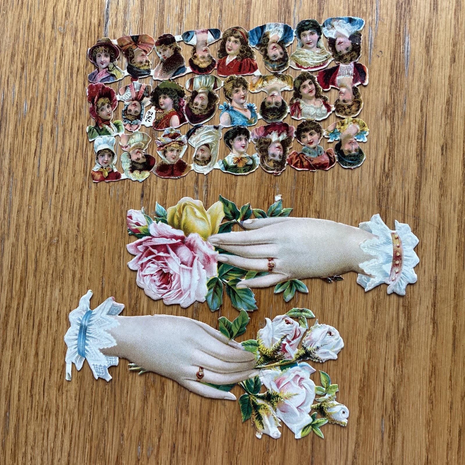 Antique Die cut Victorian Scraps Hands Vintage Ephemera And Woman Portraits
