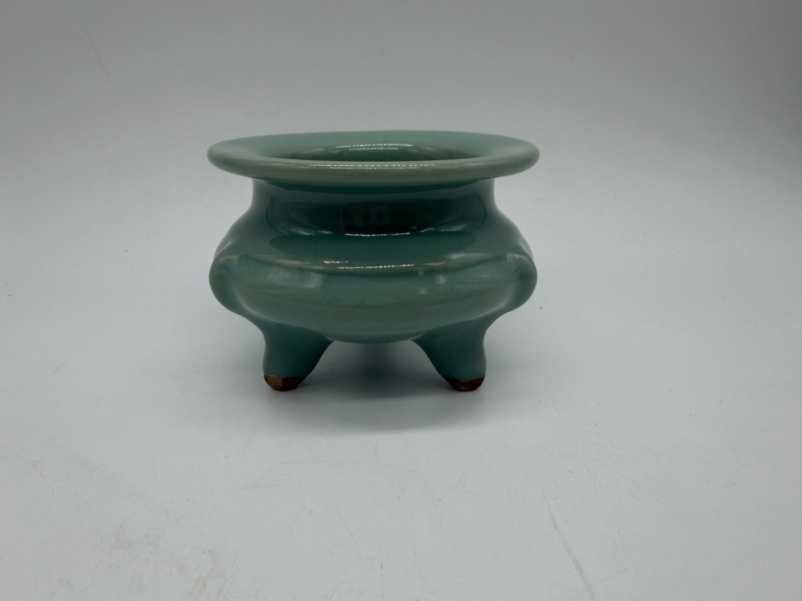 Vintage Asian Celadon Glazed Porcelain Censer Incense Burner w/ Mark Underneath Vintage Asian Celadon Glazed Porcelain Censer Incense Burner w/ Mark Underneath