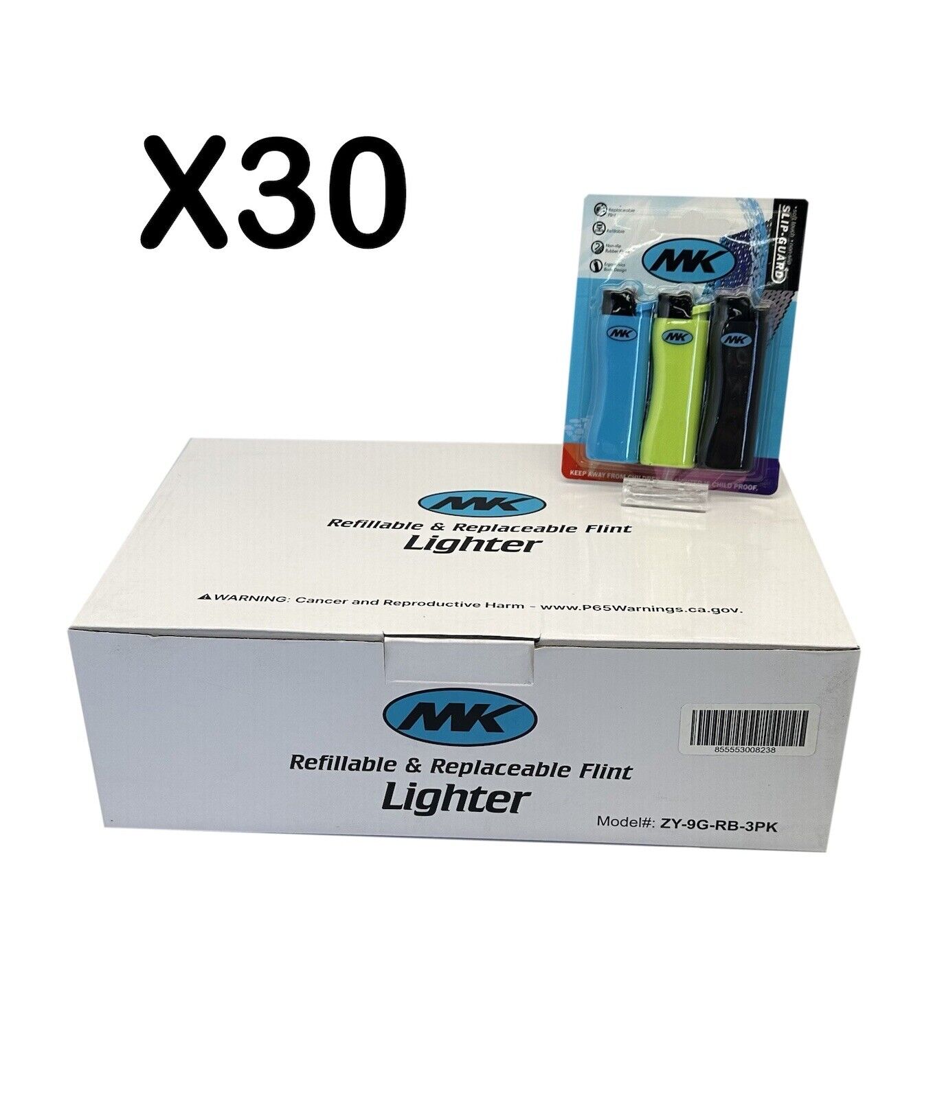 30 X 3pack MK Lighters. High Quality. Total Of 90 Lighters. 