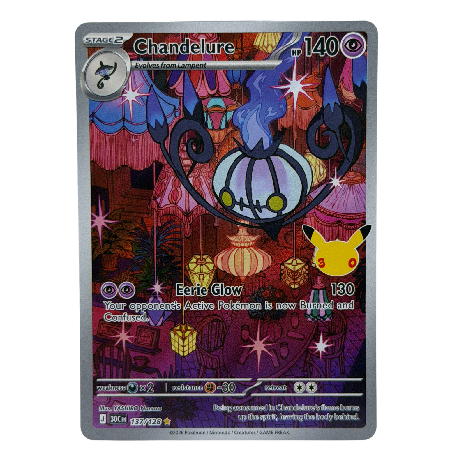 Pokémon TCG: Chandelure 137/128 30th Anniversary NM