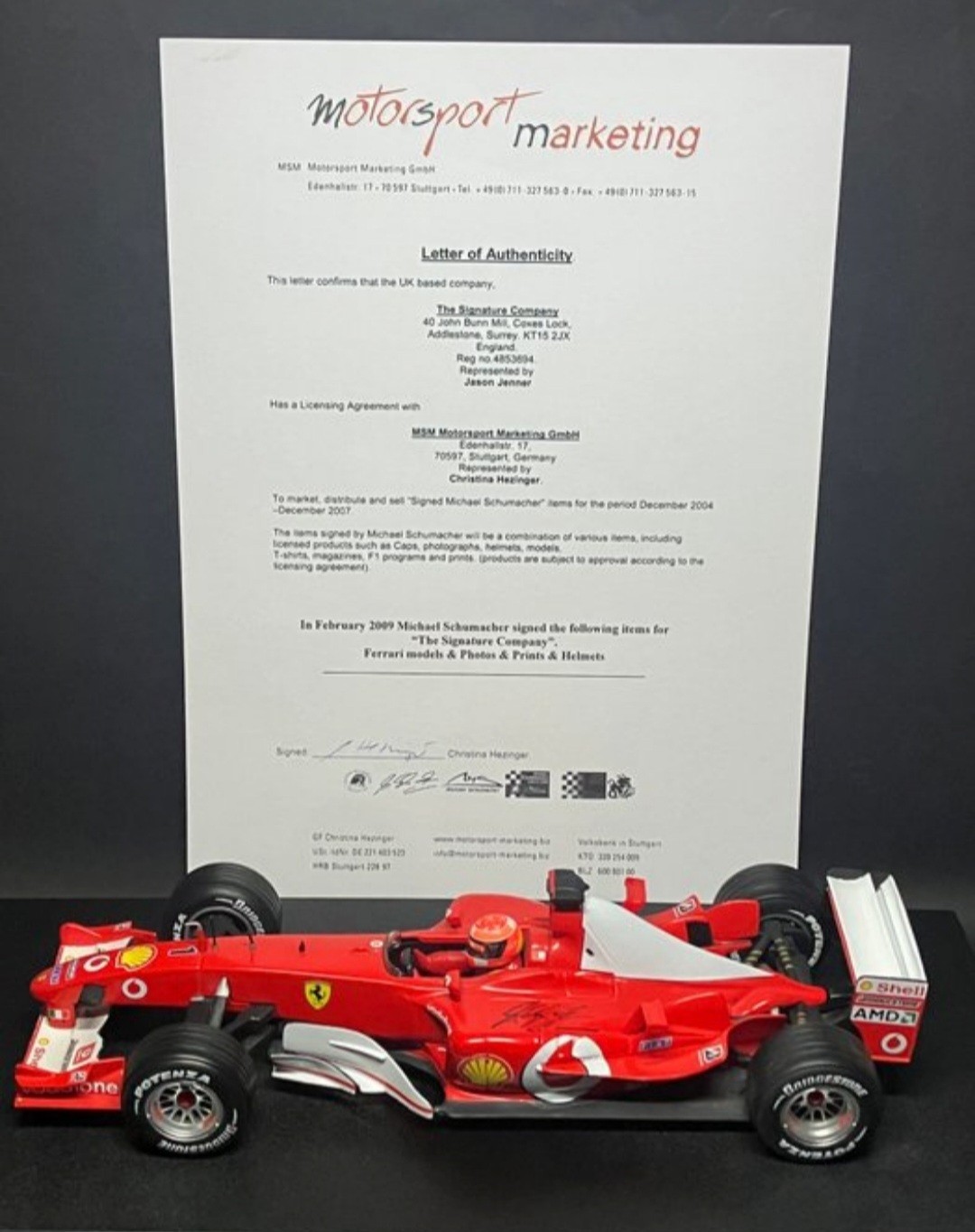 Ferrari F2003 Hand Signed By Michael Schumacher Ferrari F2003 Hand Signed By Michael Schumacher