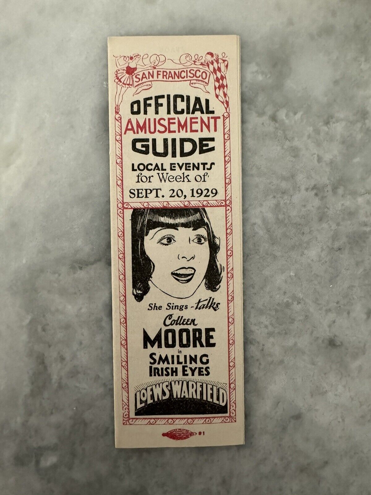 SAN FRANCISCO AMUSEMENT GUIDE FOR Sept 20 1929, Colleen Moore