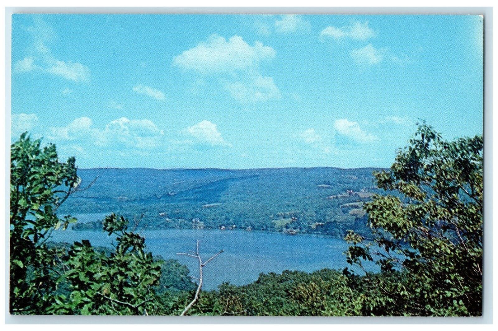 c1950's View Lake Waramaug From Top Of Pinnacle Mountain Connecticut CT Postcard