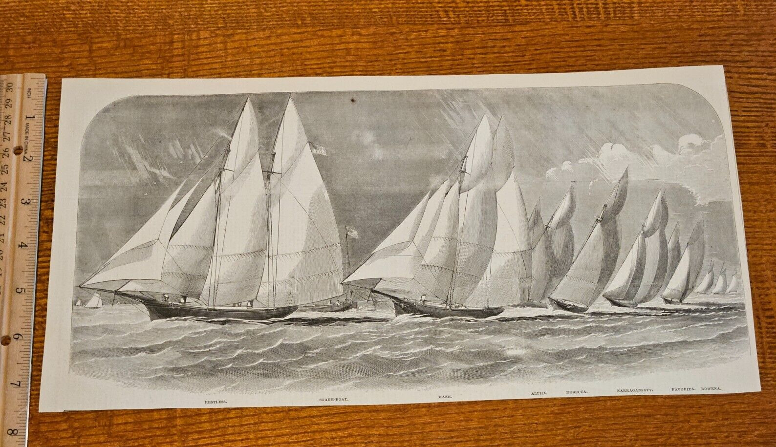 Harper's Weekly 1860 Sketch Print Restless Stake Boat Haze Alpha Rebecca Rowena