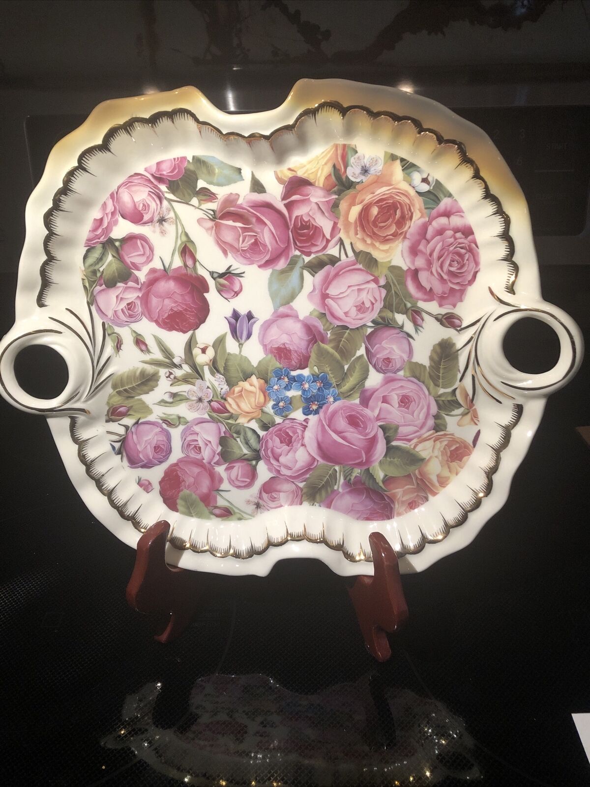 Super Rare 12.5”Vintage Royal Elfleda Porcelain Plate Floral Pattern By Allison