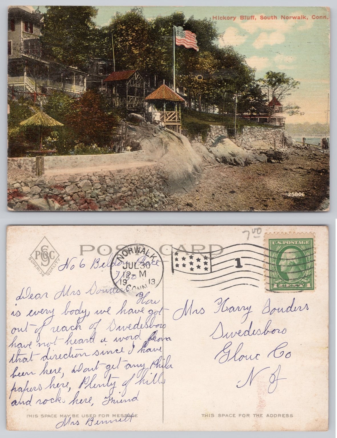 Hickory Bluff South Norwalk CT 1913 Postcard PGC Superior Quality